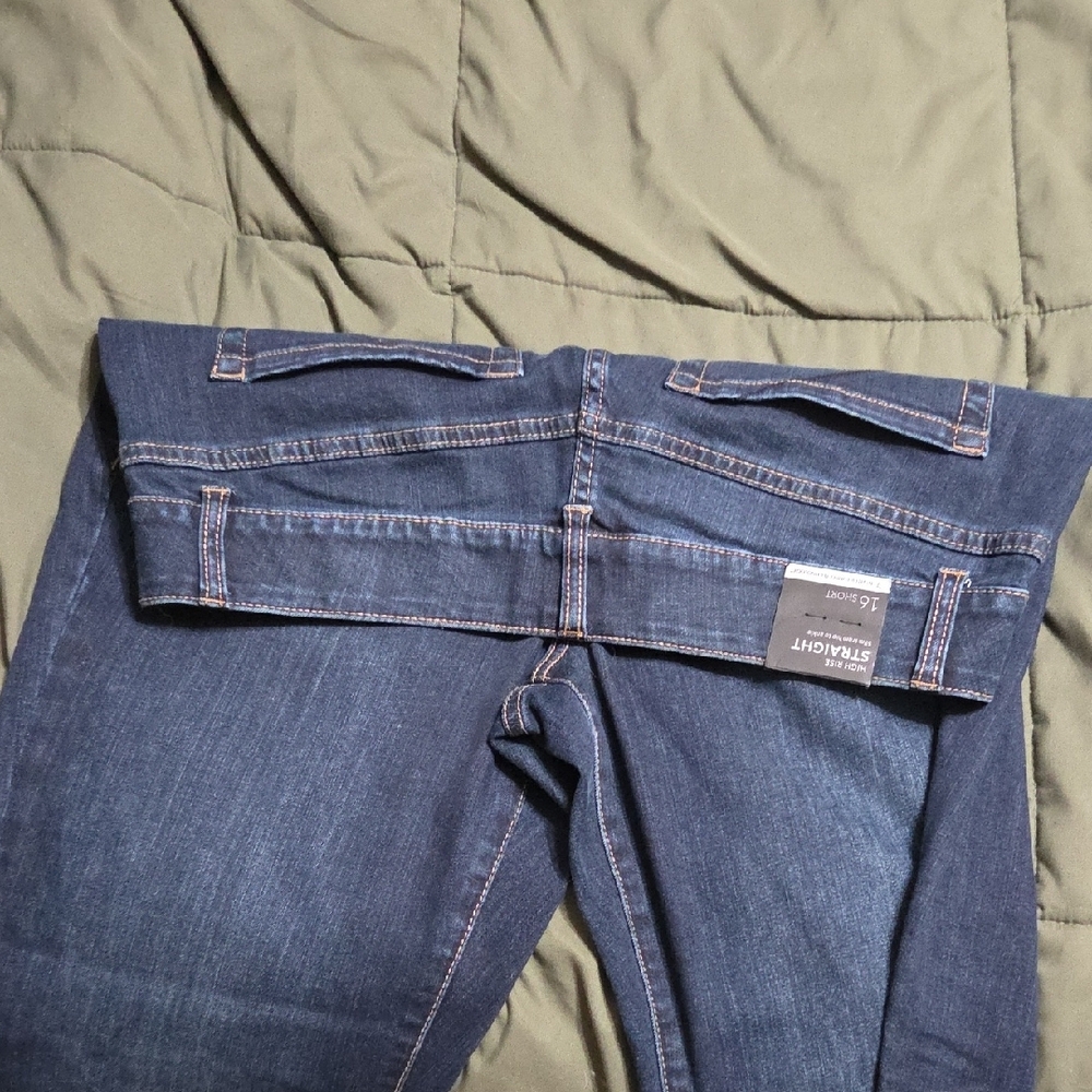 Lane Bryant Indigo Denim Pants 16S High Rise Straight Tighter Tummy Technology - Picture 8 of 9